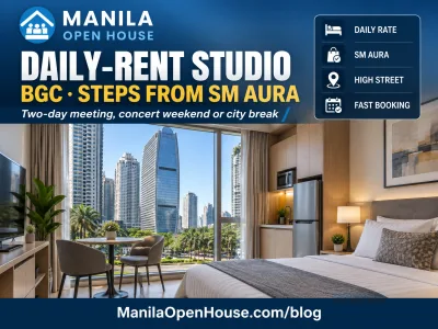 Daily-Rent BGC Studio Steps from SM Aura and High Street