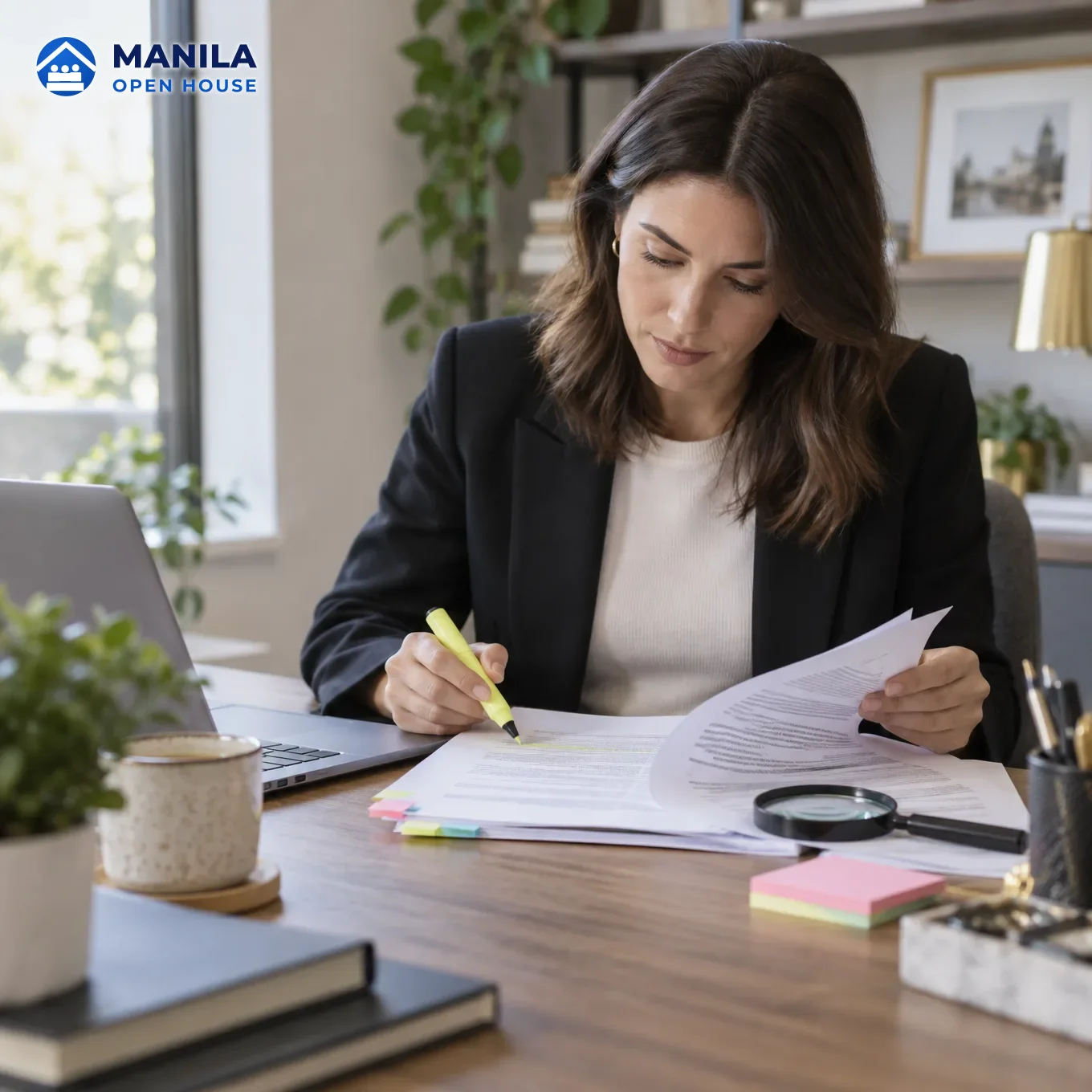A lease document with a highlighter, a calculator and a small stack of keys