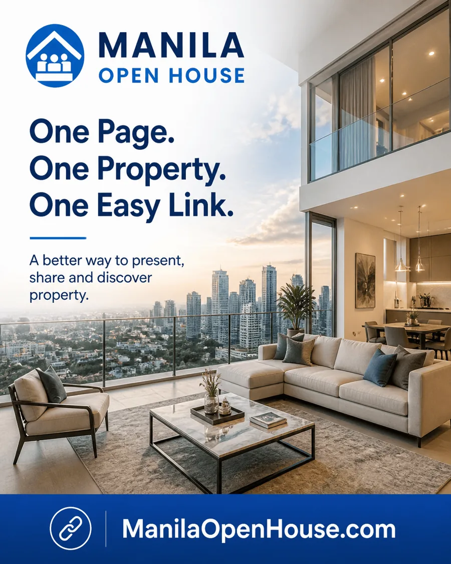 Modern Manila condominium living room with city skyline view — ManilaOpenHouse