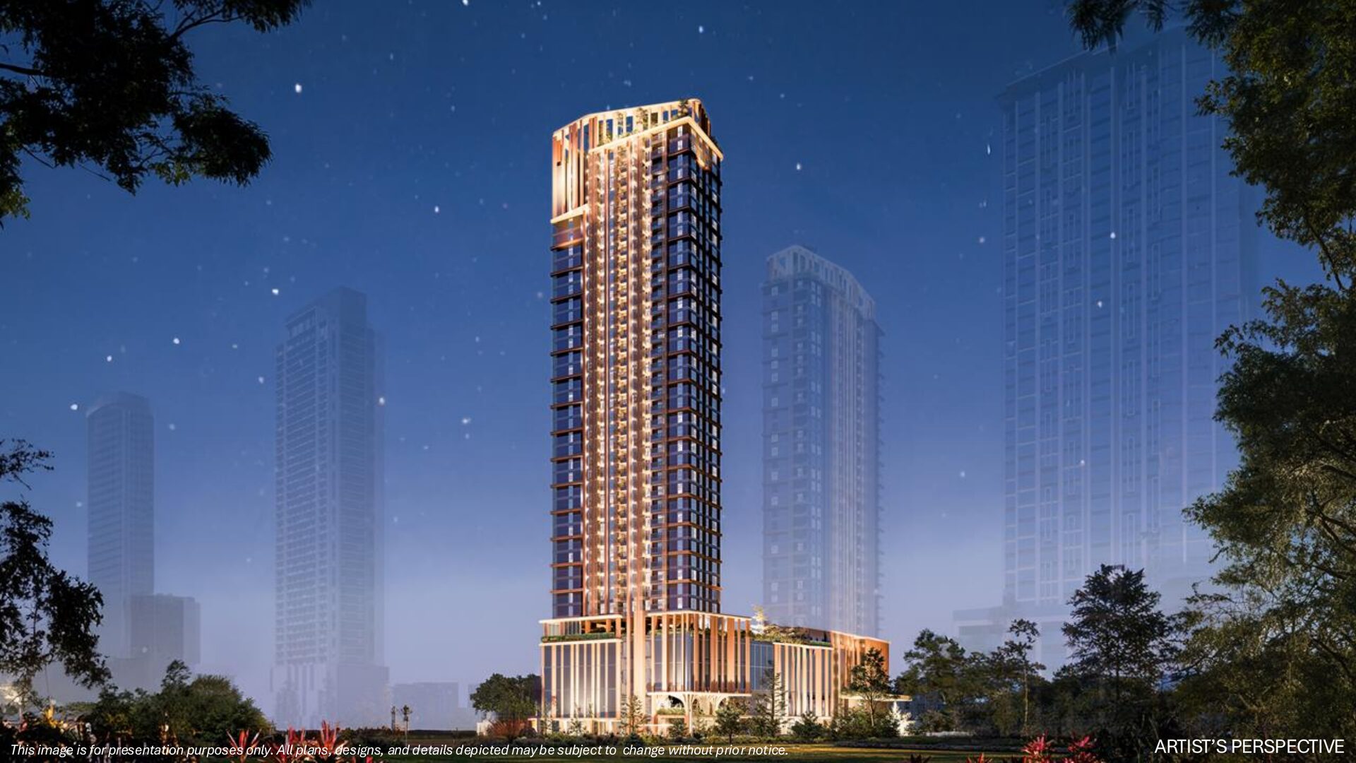 Liv North tower evening exterior render