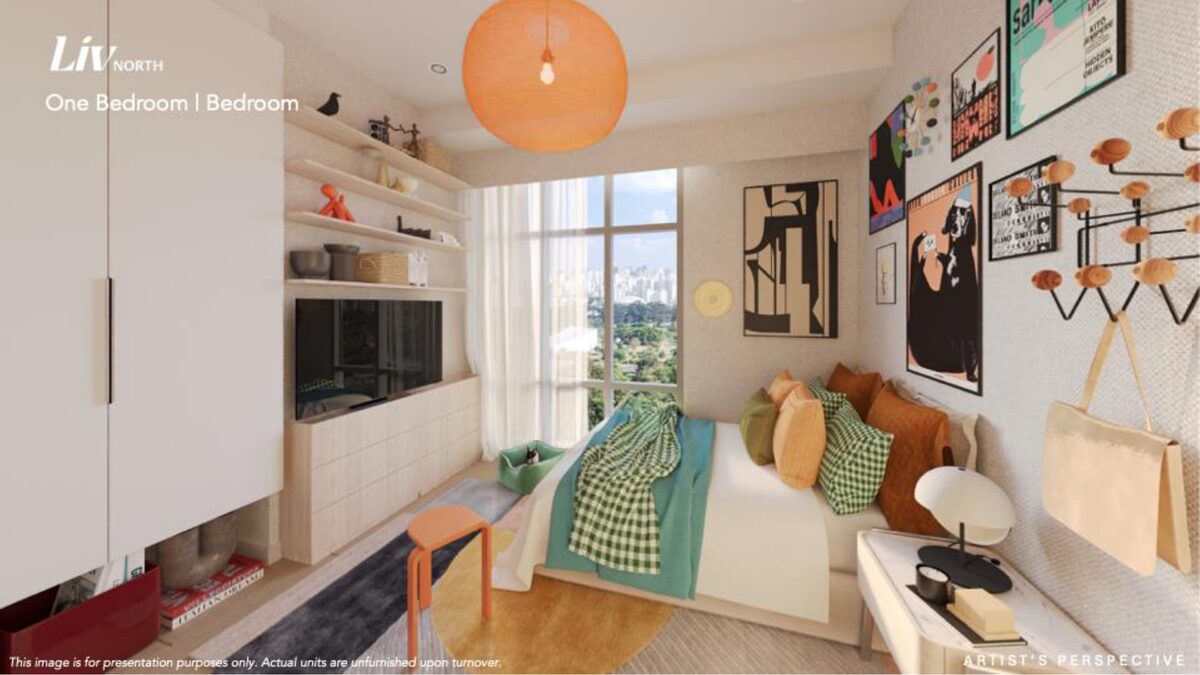 Liv North one bedroom unit bedroom render