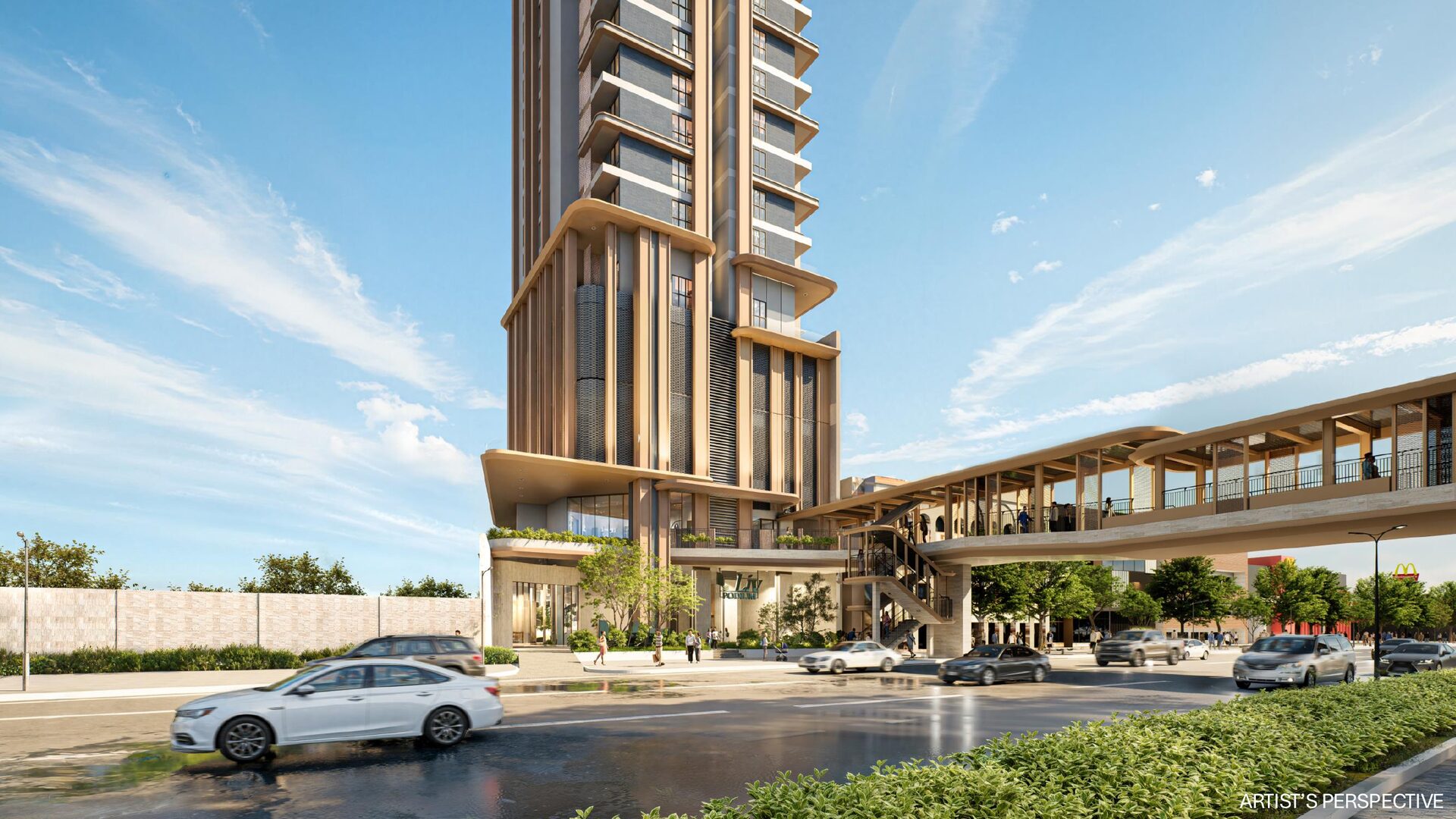 Pedestrian footbridge across Katipunan Avenue render