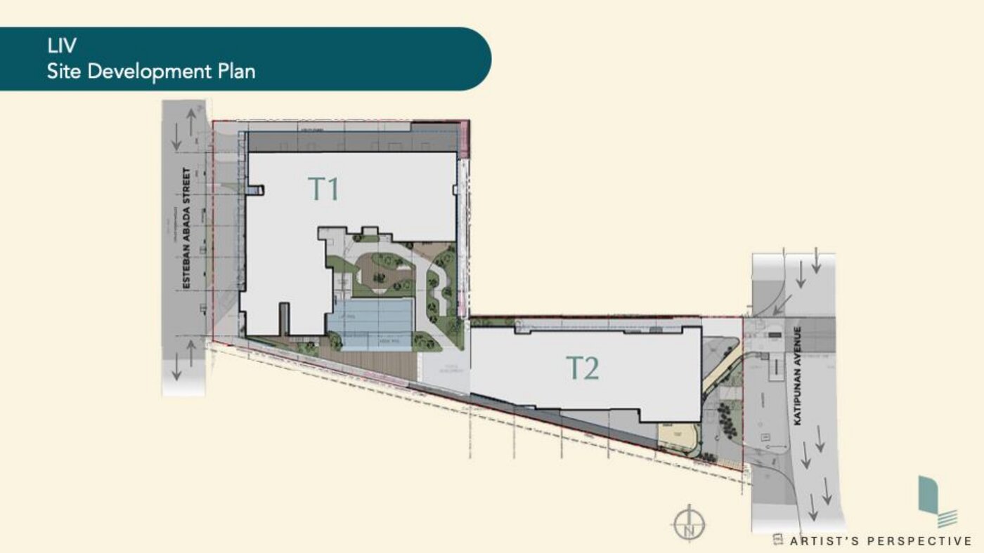 Liv North site development plan showing Tower 1 and Tower 2