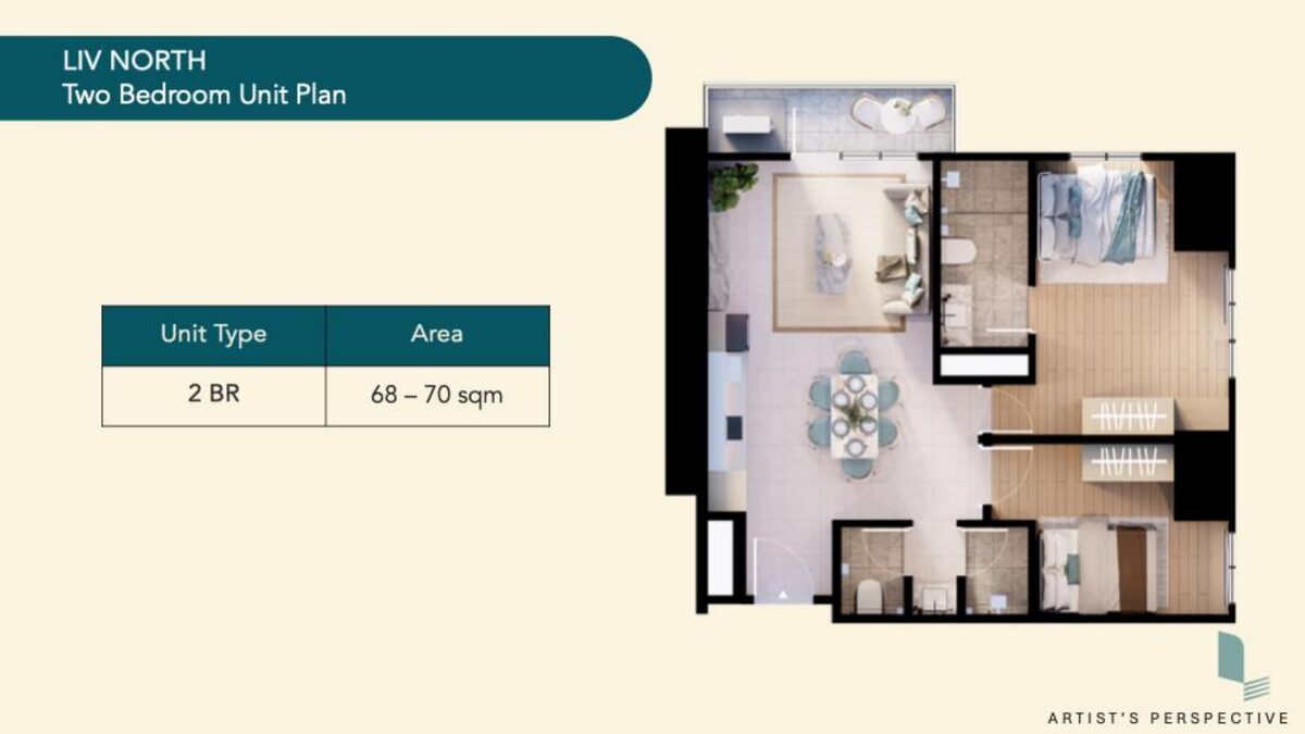 Liv North two bedroom unit floor plan