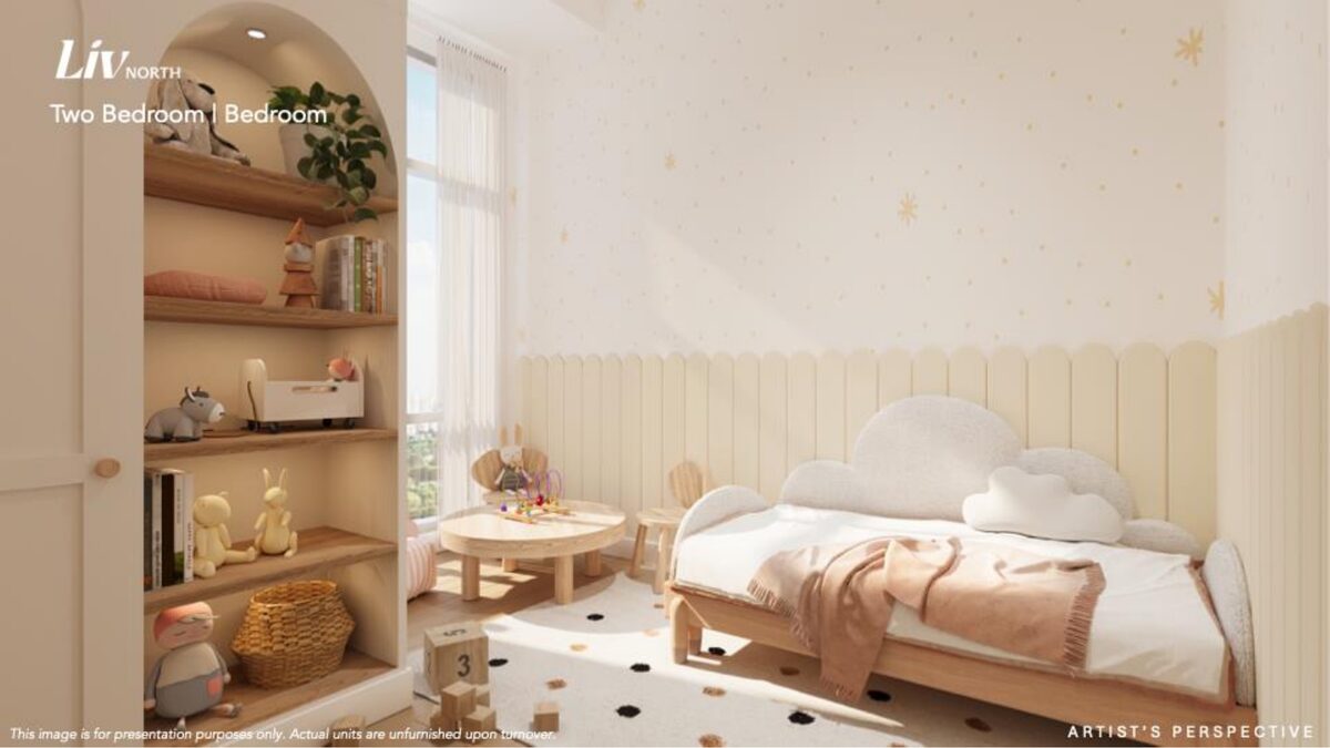 Liv North two bedroom unit second bedroom render