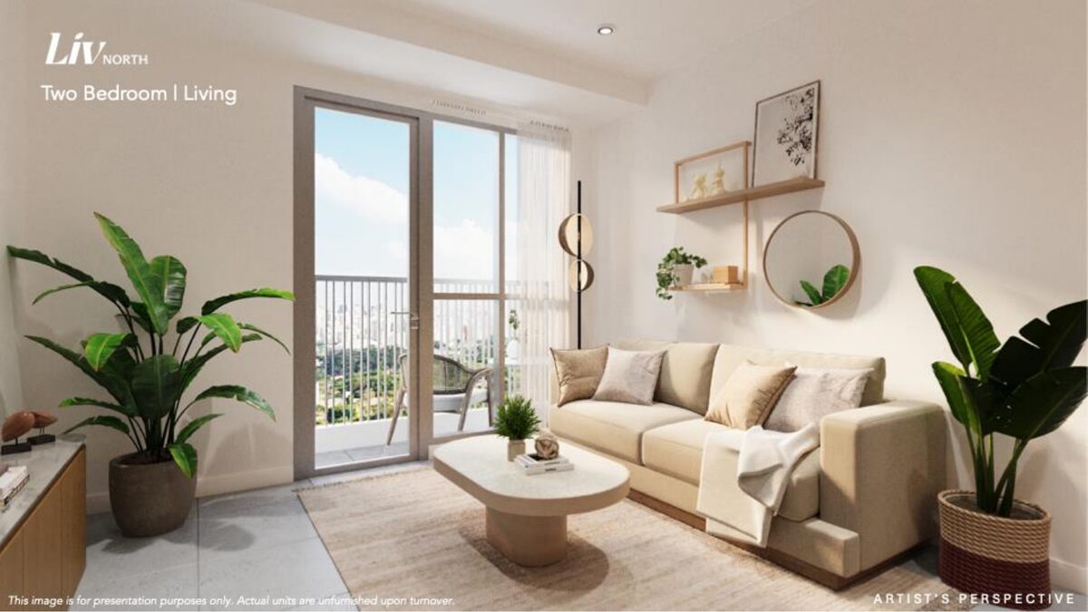 Liv North two bedroom unit living area render