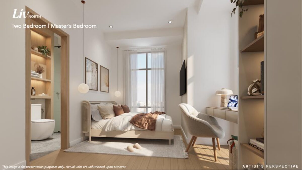 Liv North two bedroom unit master bedroom render