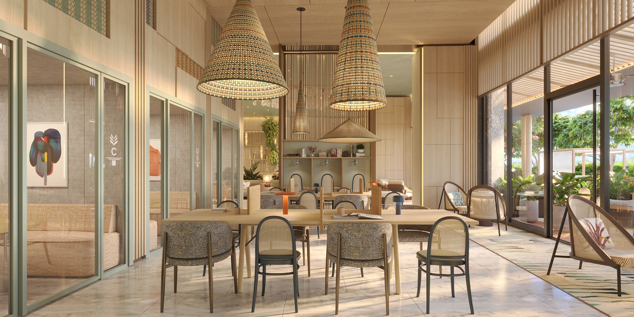 Shang Bauhinia Residences The Library co-working lounge render