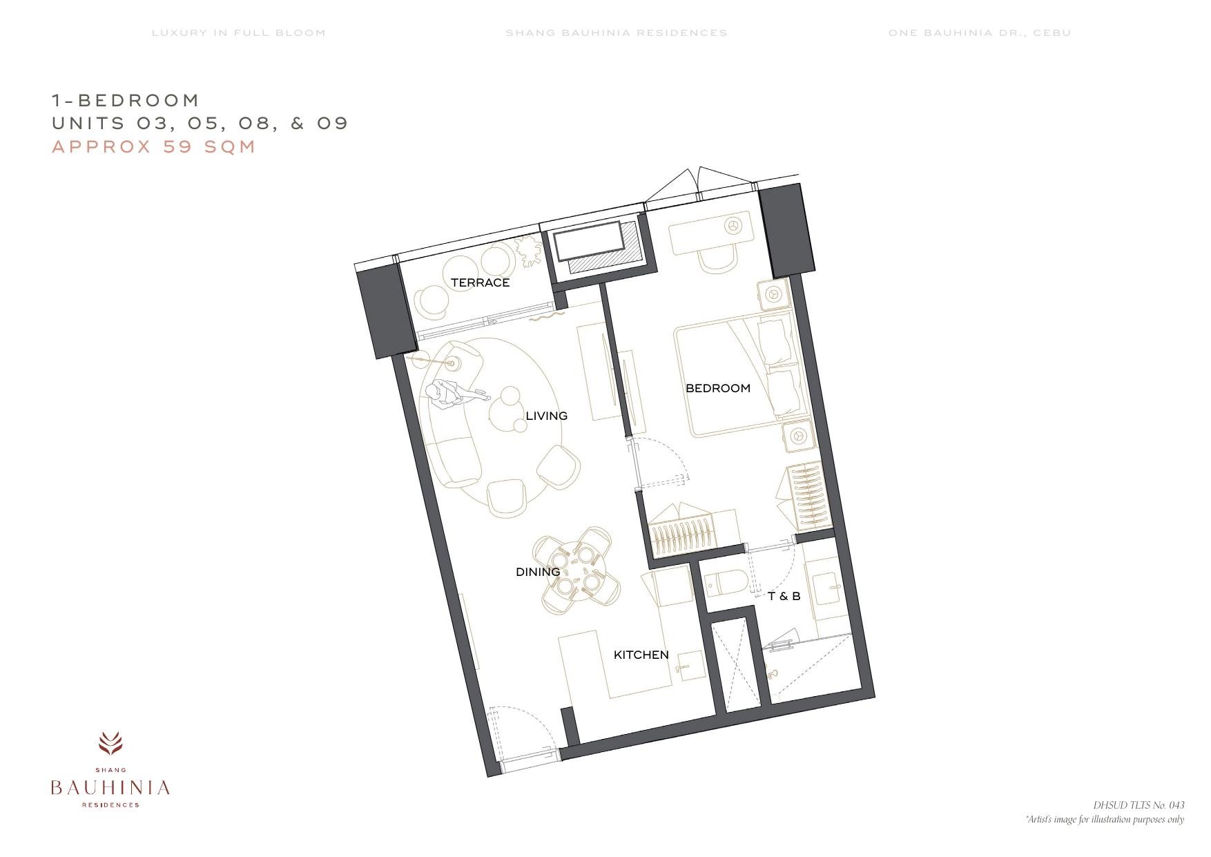 Shang Bauhinia Residences 1BR floor plan
