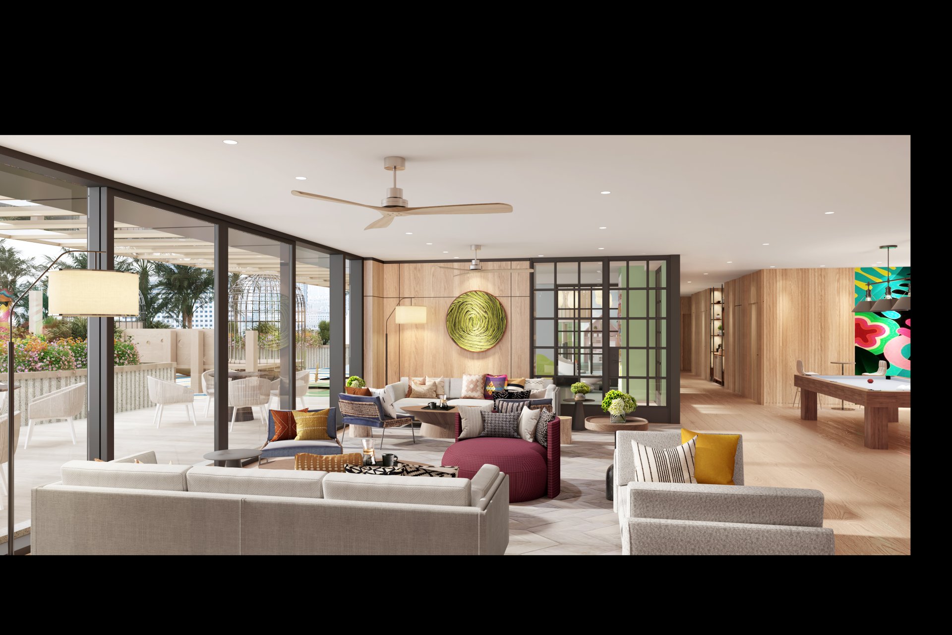 Laya pool table lounge render