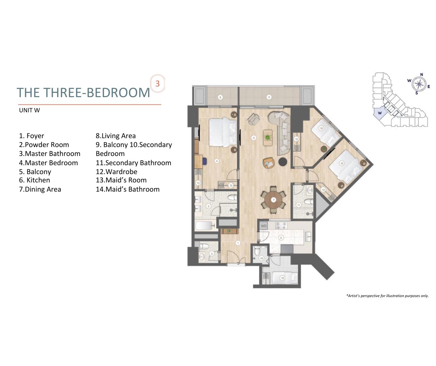 Laya 3-bedroom unit floor plan