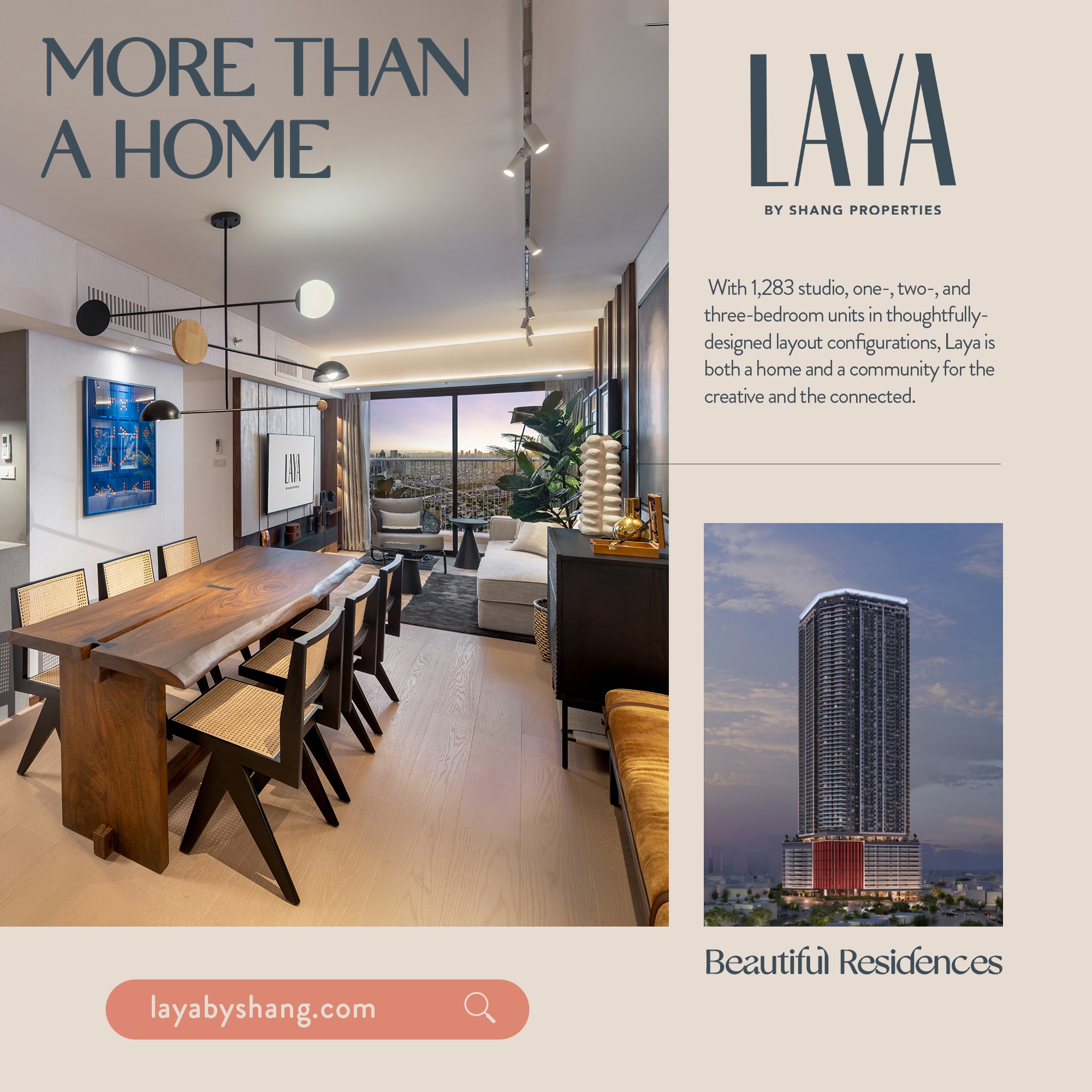 Laya 2-bedroom unit interior render, additional angle