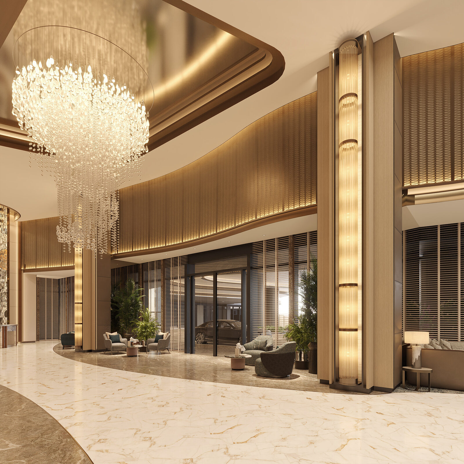 Shang Summit lobby seating area render