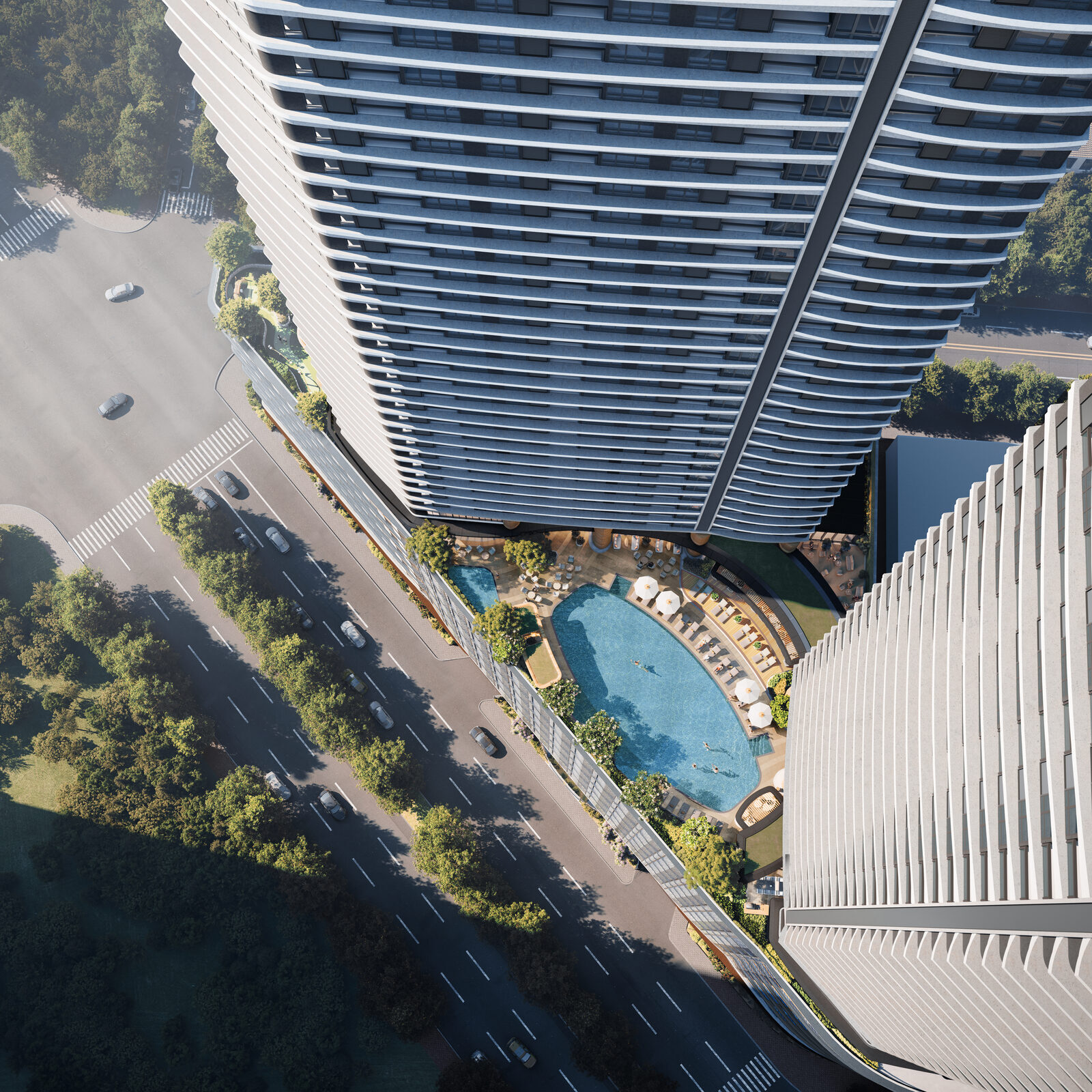 Shang Summit aerial bird's-eye render