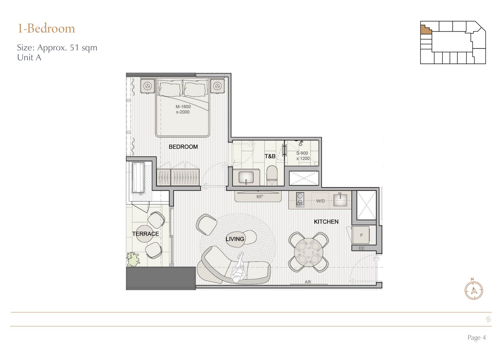 Shang Summit 1BR floor plan Unit A