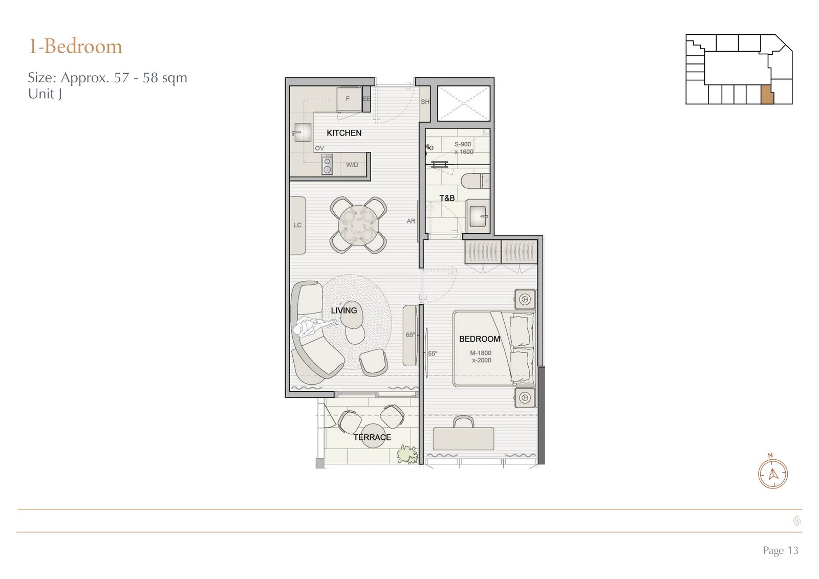 Shang Summit 1BR floor plan Unit J
