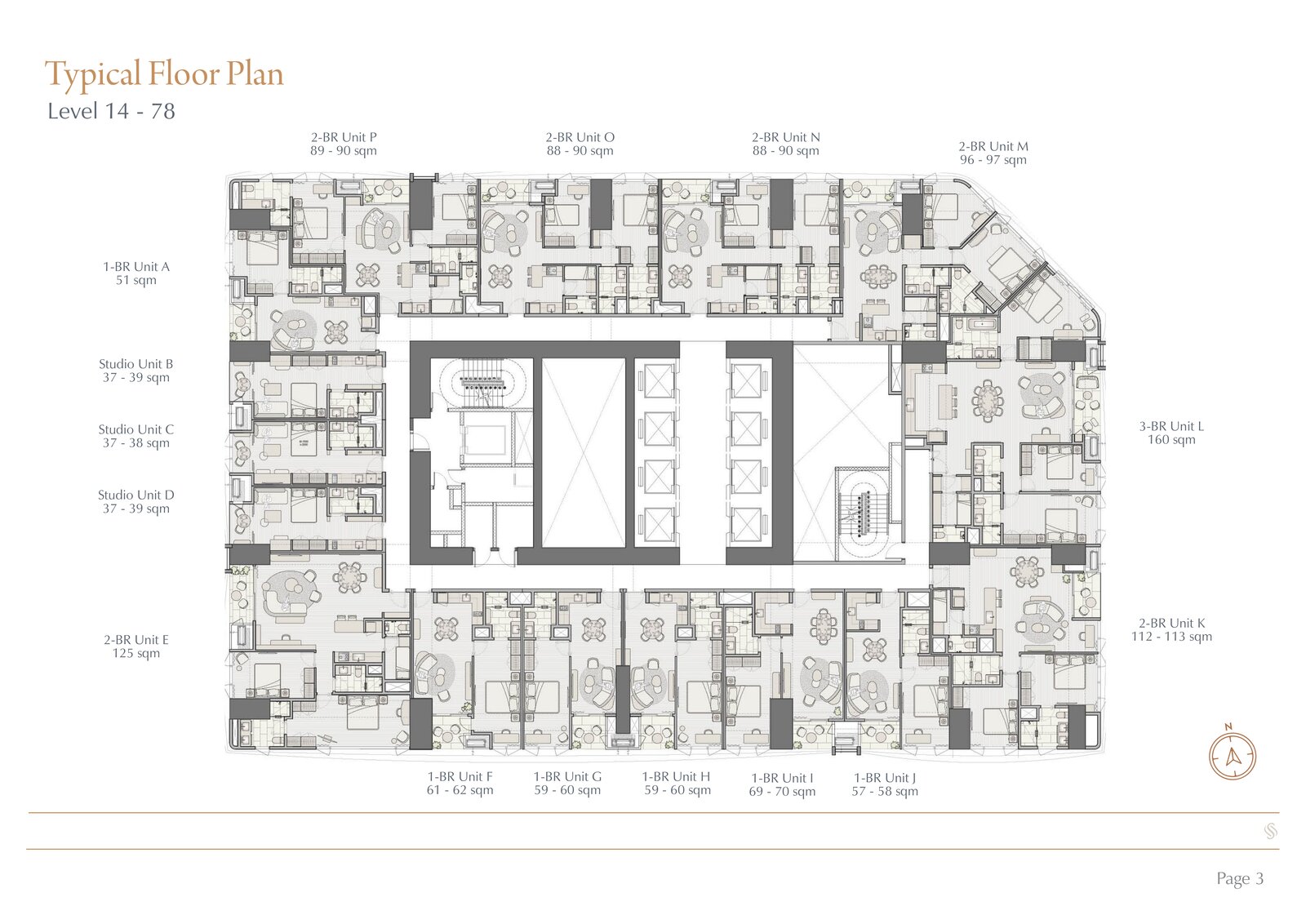 Shang Summit typical whole floor plan, Level 14-78