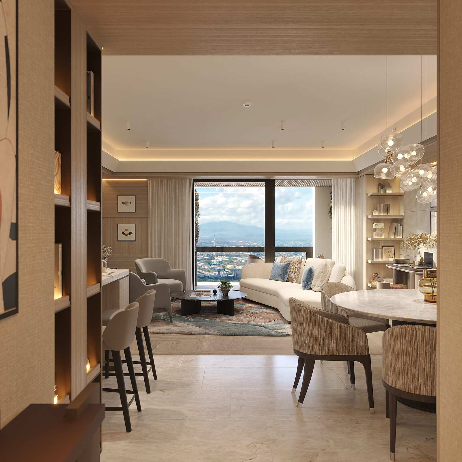 Shang Summit 2BR living room render