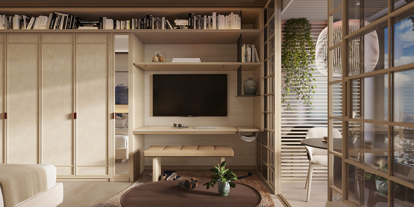 Shang Summit studio unit living area render