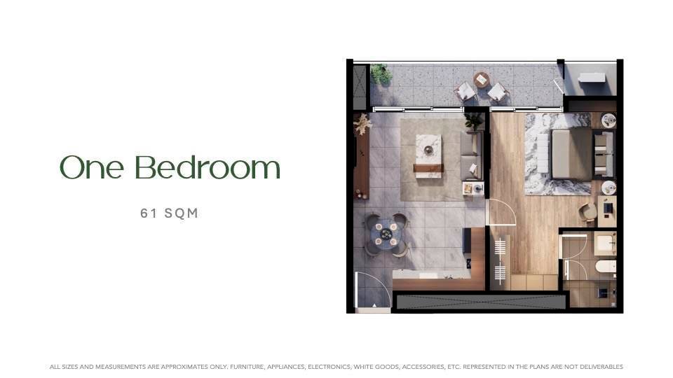 One bedroom 61 sqm floor plan
